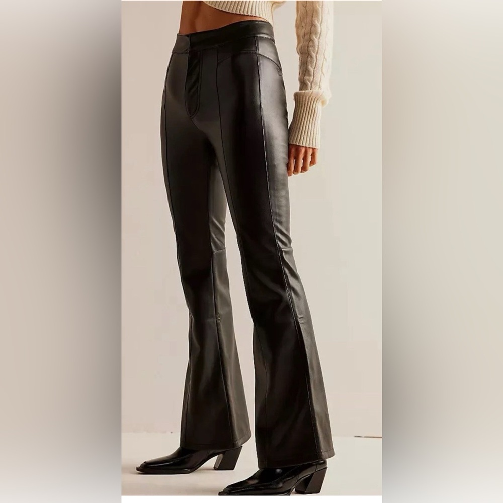 FREE PEOPLE x We The Free Uptown High Rise Black  Faux Leather Pant size 4 - Picture 3 of 10